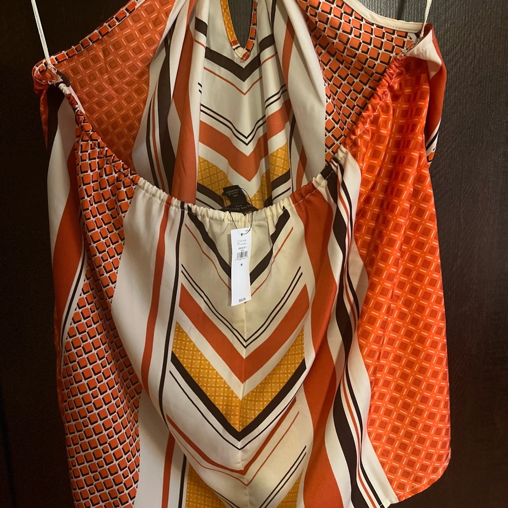 Banana Republic, tank top blouse with tie neck. NWT